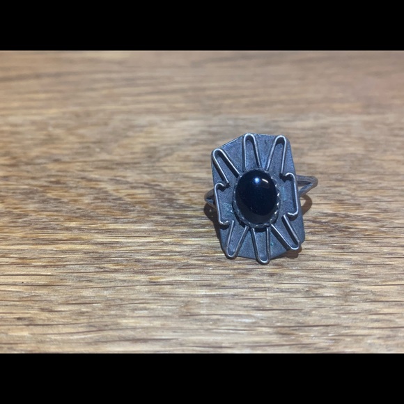 Sterling silver and obsidian ring - Picture 7 of 9